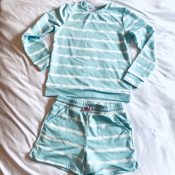 NWOT 32 Degrees Cool Aruba Blue Tie Dye Youth Short /Sweatshirt Size M 10/12 - Picture 3 of 10